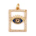 Goldener rechteckiger Anhänger mit blauem Emaille Auge und glitzernden Kristallen - AAF5705-White Weißer Rechteckiger Anhänger Mit Bösem Blick