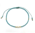 Bohemian adjustable bead bracelet with matte teal seed beads and a central white pearl - Teal Rope/White Pearl/Teal Seed Bead(BR0235)