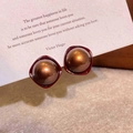Boucles d'oreilles rouges carrées de style rétro avec perles bronze pour femmes - Style Perle Rétro Carré Rouge avec Tige en Argent (46#)