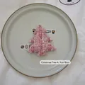 Pink and white tweed Christmas tree ornament for DIY decor, 9cm by 8cm size - Christmas Tree A-01 (Pink)