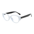 Y2K vintage oval cat-eye sunglasses with white frame and black temples for women - With Rivets / Solid White Frame Clear Lens