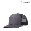 Trucker hat in dark grey and black mesh with a slightly curved brim for outdoor sun shade - Adjustable / Charcoal + Black Mesh