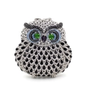 Pochette de soirée exquise en forme de hibou sertie de cristaux verts, noirs et argentés - Noir Argent