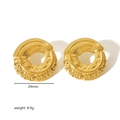Orecchini vintage francesi in acciaio inossidabile oro 18K con design tondo testurizzato - Stile Tondo Martellato (TE6545-G)