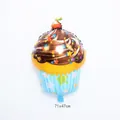 Large cupcake foil balloon with blue stripes and colorful stars for birthday party decoration - Large Chocolate Cake