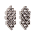 Silver plated stainless steel geometric linked drop earrings for women stylish - Steel
