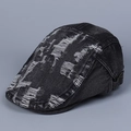 Détails d'une casquette en denim noir vieilli avec trous et boucle métallique - M (56-58cm) / Noir