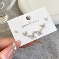 Elegant 925 silver needle bow earrings set with sparkling zircon in silver finish - A1716 Silver