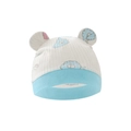 Berretto per neonato bianco con stampe di nuvole e pecorelle blu e graziose orecchie - Cappello Fiore di Tarassaco Blu Lago Chiaro