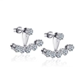 Elegante Ohrringe aus 18K vergoldetem Edelstahl mit funkelnden runden Zirkonia-Steinen - Fünf-Krallen-Ohrstecker Stahlfarbe
