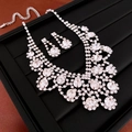 Dettaglio del set collana e orecchini con nappe di strass in una scatola da esposizione - Set di Collana e Orecchini a Bottone Tondi da 2 Pezzi