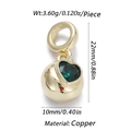 Ciondolo a cuore dorato con zircone verde e finitura in rame ad alta resistenza - CX126-2B Sfera a Cuore Verde