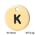 Polished gold stainless steel 10mm round pendant with engraved letter K charm - Letter K Gold (KLJ1388-Z)