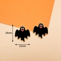 Halloween black ghost pendant charm in alloy oil drip with gold edges, size 28mm by 25mm - 7# Black Bat Ghost