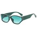 Modern irregular streamlined sunglasses with dark green frames and teal gradient lenses - Green Frame Gradient Green Lens