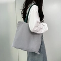 Minimalist black and white striped canvas tote bag with dark green handles for commuting - Black Stripe Green Strap