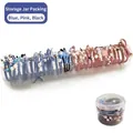 28-piece colorful elastic hair tie set in blue, pink, and black with a storage jar - Blue & Pink