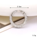 Silver round zinc alloy spring ring clasp with rhinestones, 2.5cm diameter and 5.5g weight - Rhinestone Spring Ring / 25mm / White