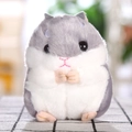 Entzückender grau-weißer Plüsch-Hamster-Schlüsselanhänger für Rucksäcke und Taschen - Hamster-Dunkelgrau / Silberner Karabinerverschluss