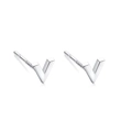 Minimalist V-shaped 925 sterling silver stud earrings in polished silver finish - V Letter Studs