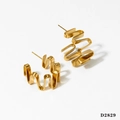 Pendientes de ondas irregulares doradas con acabado metálico pulido brillante - Dorado (D2829)
