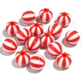 Rundperlen mit rot-weißen Streifen aus Acryl mit Mittelloch für DIY-Armbänder - Außendurchmesser 20MM / Rot