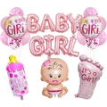 Pink Baby Shower balloon set with BABY GIRL letters and baby bottle shaped foil balloons - Baby Girl Pink Style 1