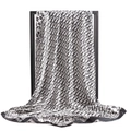 Elegant 90x90cm satin square scarf with vintage D-letter monogram print in black and white - 90x90cm / 12# Black D (Monogram)