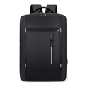 Minimalist black business laptop backpack with USB charging port and multi-compartments - 1327 Style-Black