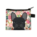 Polyester dachshund coin purse with colorful floral patterns and French bulldog print - French Bulldog
