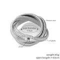 Collana multifilo in acciaio al titanio argento stile serpente con zircone e lunga 65 cm - Acciaio al titanio/Zircone / Color Acciaio 3 Strati