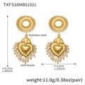 Détails des boucles d'oreilles bohèmes en forme de cœur avec perles en nacre - Boucles d'Oreilles Cœur en Perle de Coquillage Dorée (TXF518) / Or