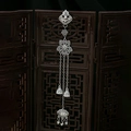 Detail of vintage silver Chinese style bodice brooch with Ruyi lock and lotus elements - Ruyi Lock Lotus Pod Chinese Knot (Z248-1) / Silver