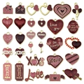 Pink and red enamel heart charms with gold plating for DIY jewelry and bracelets - Mixed Gold Glitter Enamel Valentine Charms Set (SN1066)