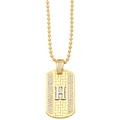 Detail of two-tone H-letter pendant with pavé zircons on a classic bead chain - Letter H