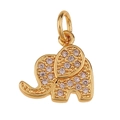 Detail of gold elephant pendant with sparkling crystals and polished finish for DIY jewelry - Elephant/P06-4