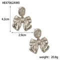 Silver stainless steel butterfly knot drop earrings with size measurements of 4.2cm by 2.9cm - HE47062AW0 Silver Large Bowknot