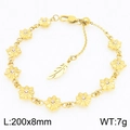 Bracciale a girasole dorato in acciaio inossidabile con zirconi rosa e ciondolo a piuma - Rosa (KB210359-GC)