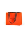 Orange paper gift bag with brown ribbon handles and Best Wish For You print - Tote Bag (With Text) / Orange Red