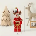 Christmas plush reindeer ornament in red sequins sitting on gift box, 41cm tall decoration - Sitting Reindeer with Gift Box