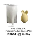 Striped Easter egg bunny silicone mold with a finished yellow rabbit candle sculpture - Striped Egg Rabbit