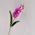 Artificial 3D hyacinth flower in purple pink color with two long green leaves - Purple