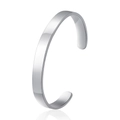 Elegante bracciale a polsino a C in acciaio inossidabile argento con finitura a specchio - Argento Liscio (MS-823)