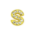 8mm golden letter S charm accessory with sparkling white rhinestones for DIY bracelets - 8mm Gold Rhinestone Letter-S