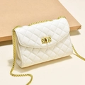 Classic white quilted crossbody bag for women with gold chain strap and turn-lock - Off White