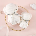 White teddy bear shaped coral fleece towel set with decorative ribbons in a gift tray - White Pearl Bear [White Ribbon]