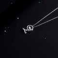 Elegant 925 sterling silver letter necklace with shimmering dancing zircon stone - Style I Alphabet (NS869)