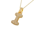 Hip hop style gold-plated letter I pendant necklace featuring shimmering cubic zirconia - Gold I