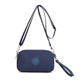 Dark blue nylon crossbody clutch bag with adjustable shoulder strap and wristlet - Dark Blue