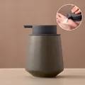 Nordic dark grey ceramic soap dispenser with matte textured finish and pump head - Straight / Cyan Grey with Grey Pump